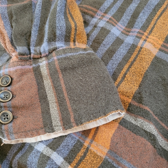 Free People Linen Blend Plaid Button Up Shirt Size Large - Picture 4 of 5